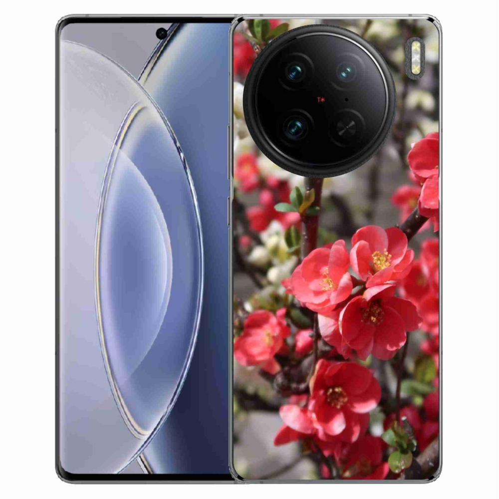 Gelový kryt mmCase na Vivo X90 Pro - červené květy