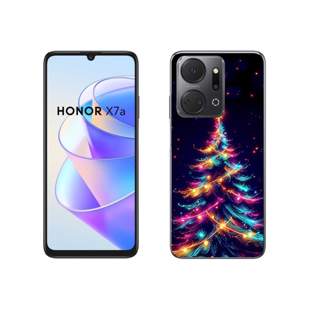 Gelový kryt mmCase na Honor X7a - neonový vánoční stromek