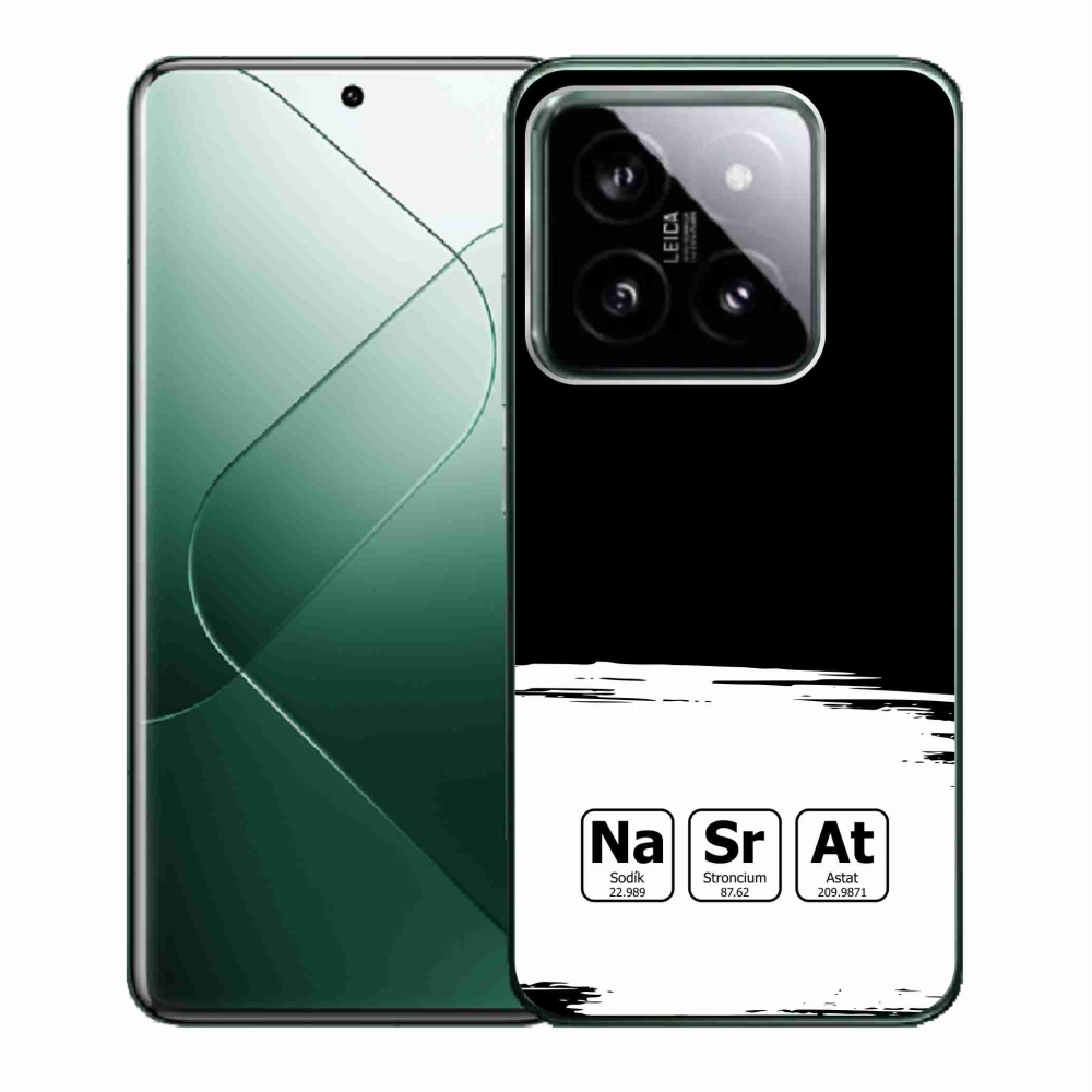 Gelový kryt mmCase na Xiaomi 14 - chemické prvky bíločerné pozadí