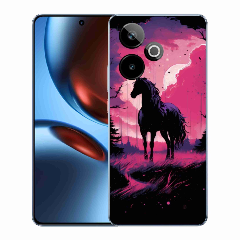 Gelový kryt mmCase na Realme GT 7 5G/GT 7T 5G - černý kreslený kůň 1