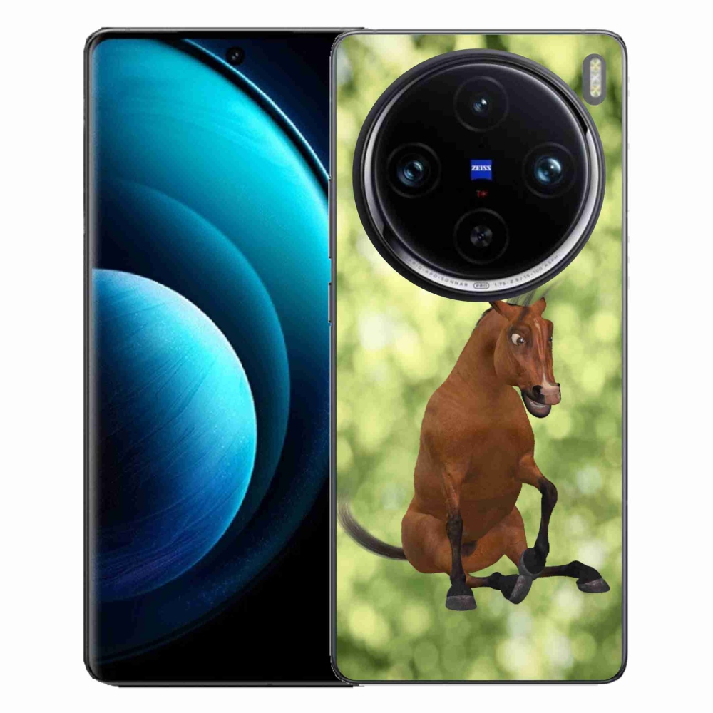 Gelový kryt mmCase na Vivo X100 Pro 5G - hnědý kreslený kůň 1