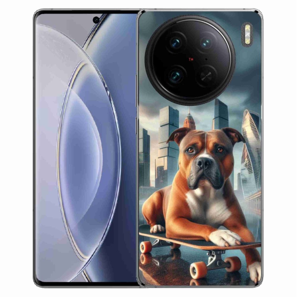 Gelový kryt mmCase na Vivo X90 Pro - pes na skateboardu