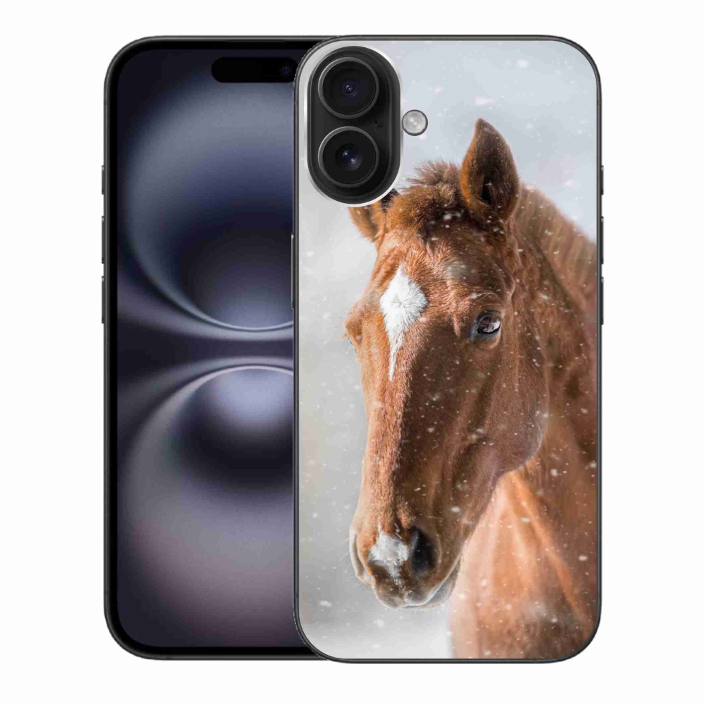 Gelový kryt mmCase na iPhone 16 Plus - hnědý kůň 2