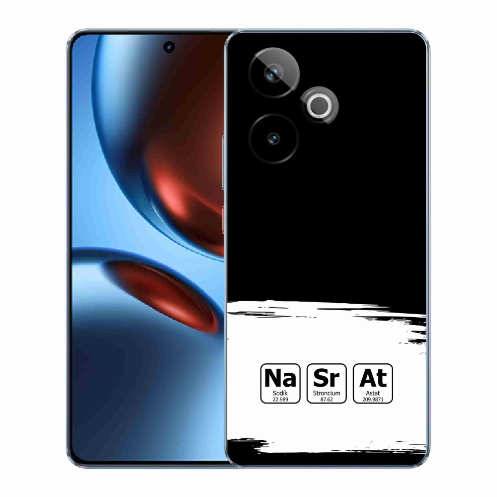Gelový kryt mmCase na Realme GT 7 5G/GT 7T 5G - chemické prvky bíločerné pozadí