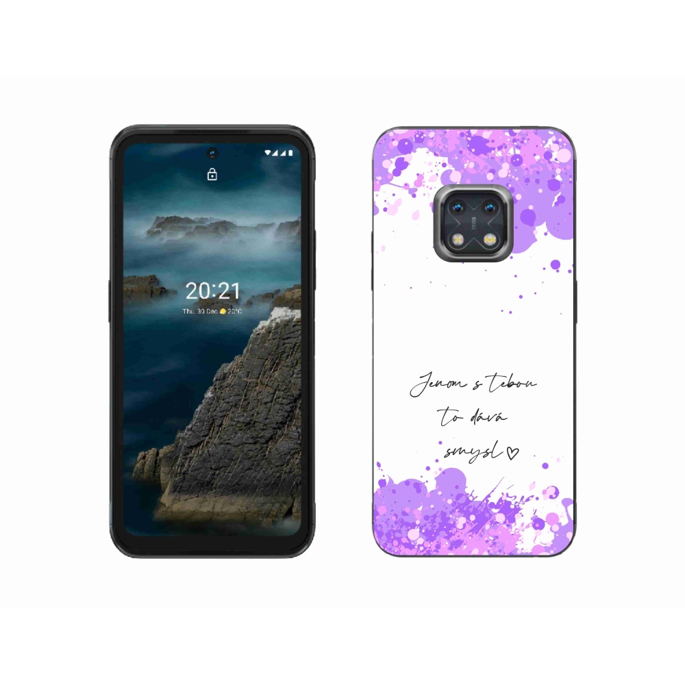 Gelový kryt mmCase na Nokia XR20 - zamilovaný text bílé pozadí