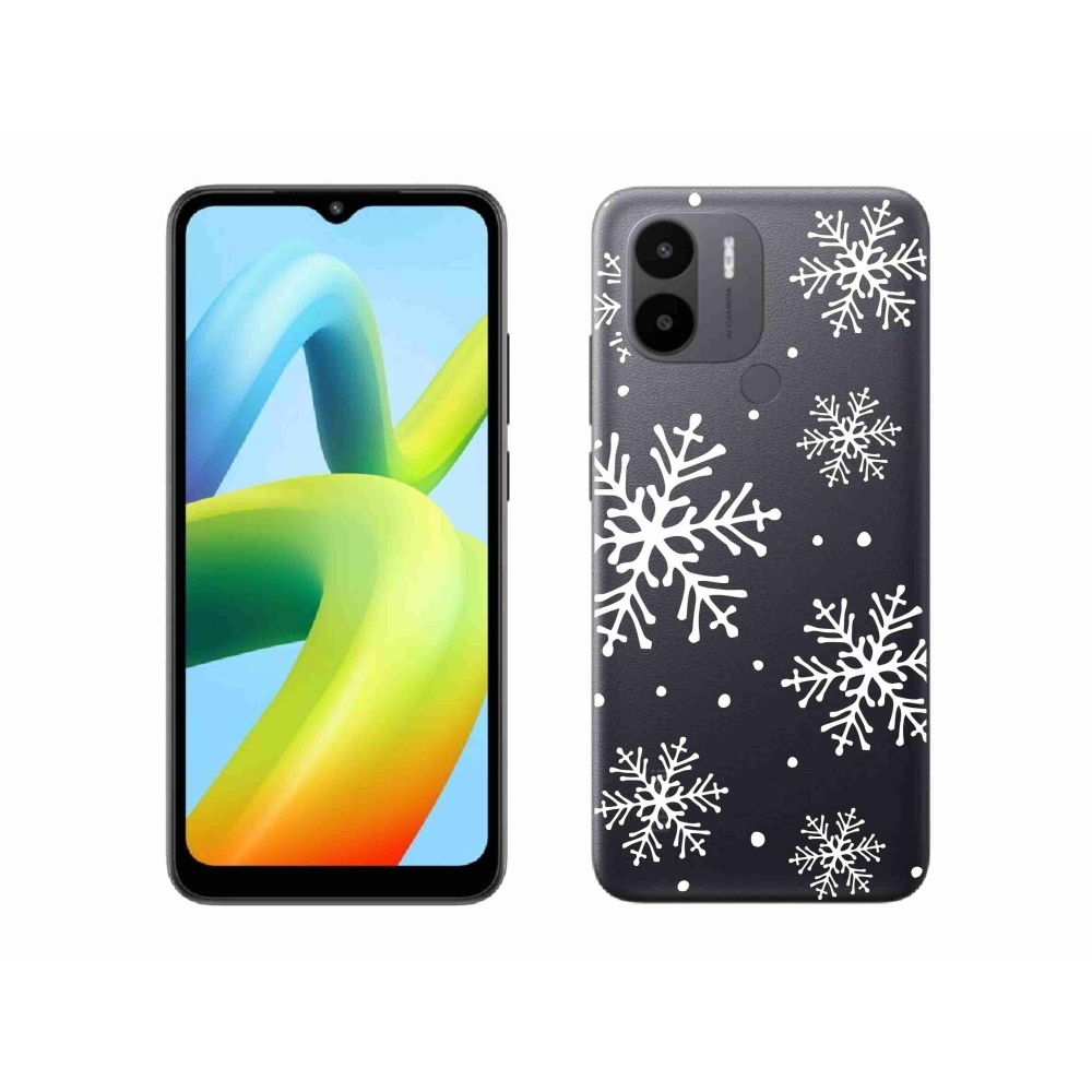 Gelový kryt mmCase na Xiaomi Redmi A1/Redmi A2 - bílé vločky na průhledném pozadí
