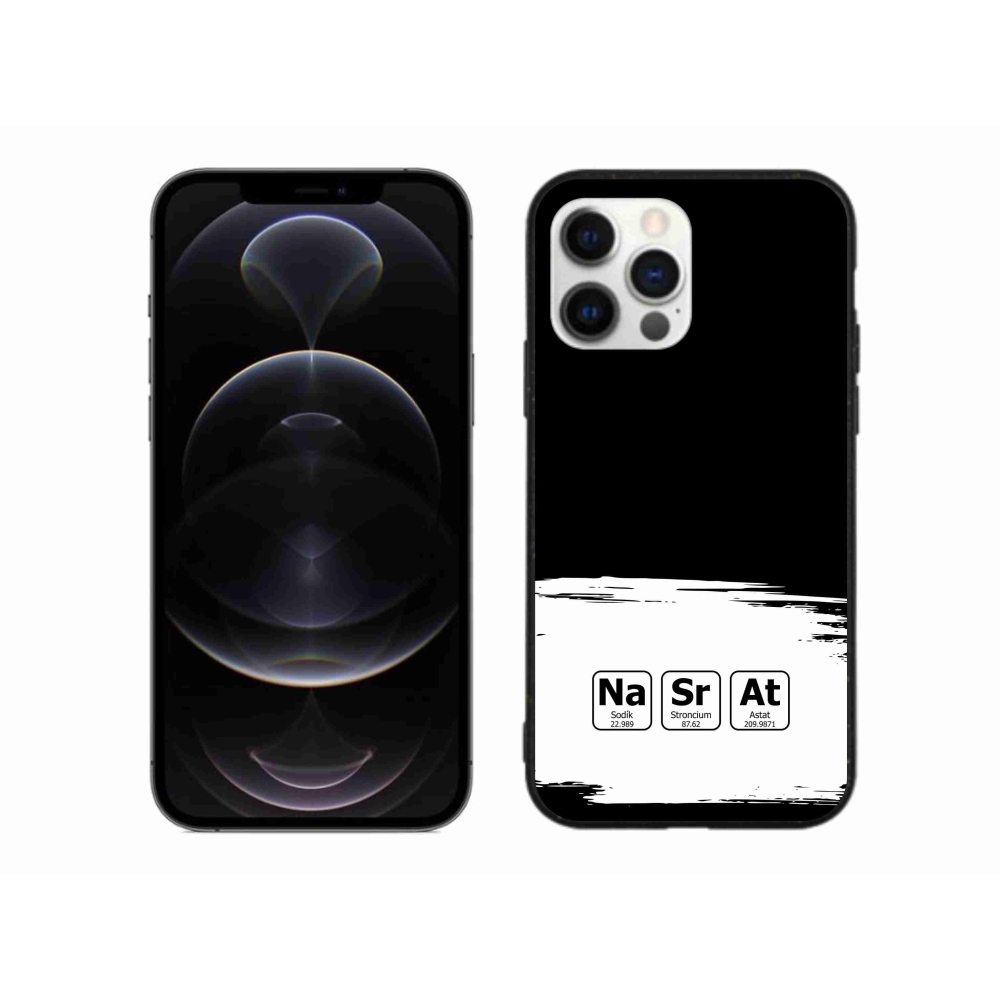 Gelový kryt mmCase na iPhone 12 Pro Max - chemické prvky bíločerné pozadí