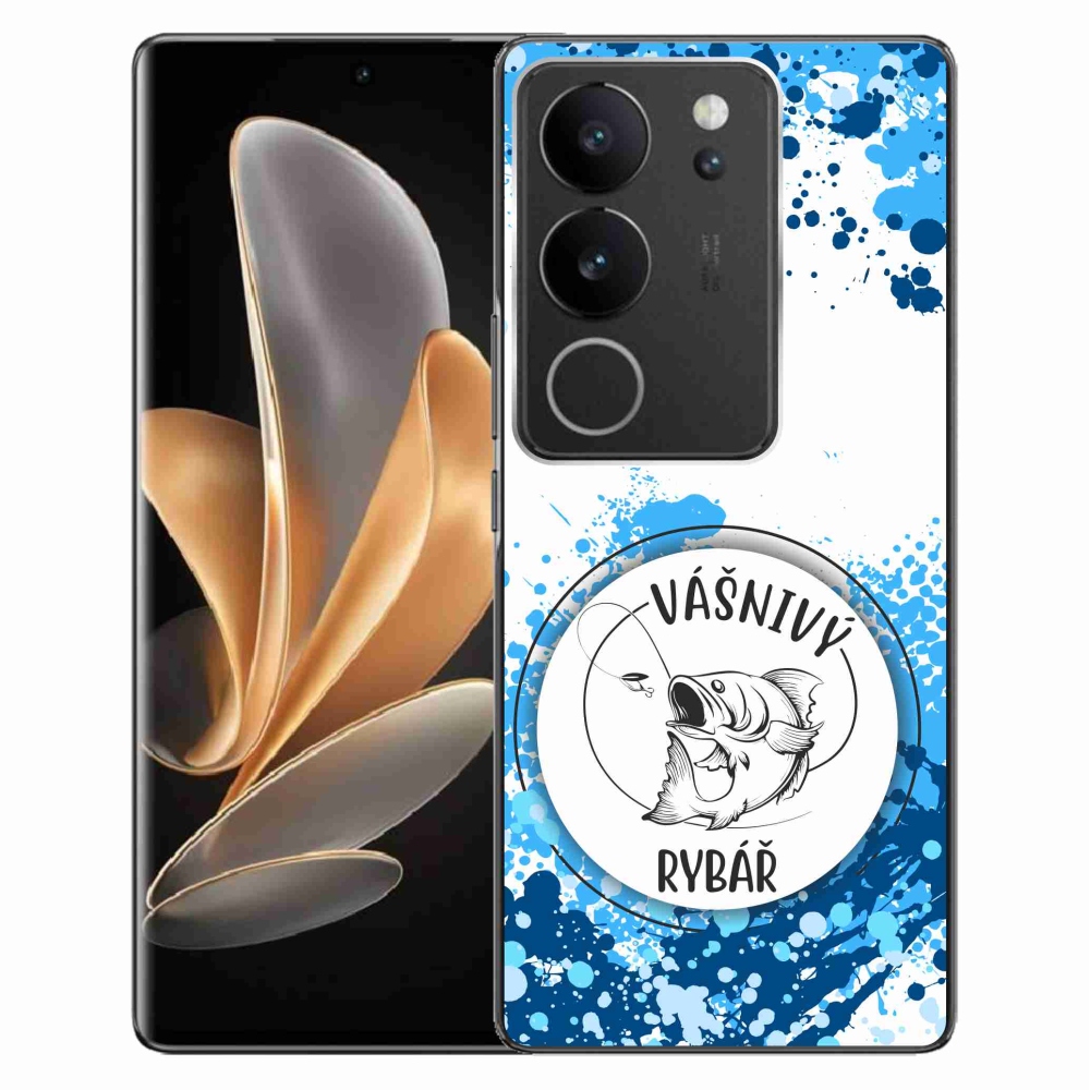 Gelový kryt mmCase na Vivo V29 5G - vášnivý rybář bílé pozadí