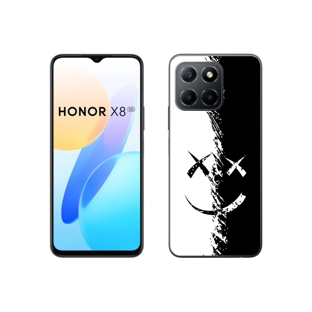 Gelový kryt mmCase na Honor X8 5G/70 Lite 5G - černobílý smajlík