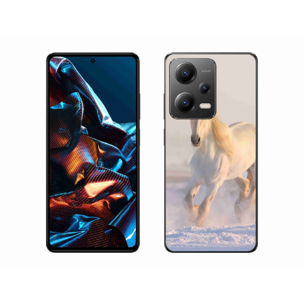 Gelový obal mmCase na mobil Xiaomi Redmi Note 12 Pro 5G - kůň ve sněhu