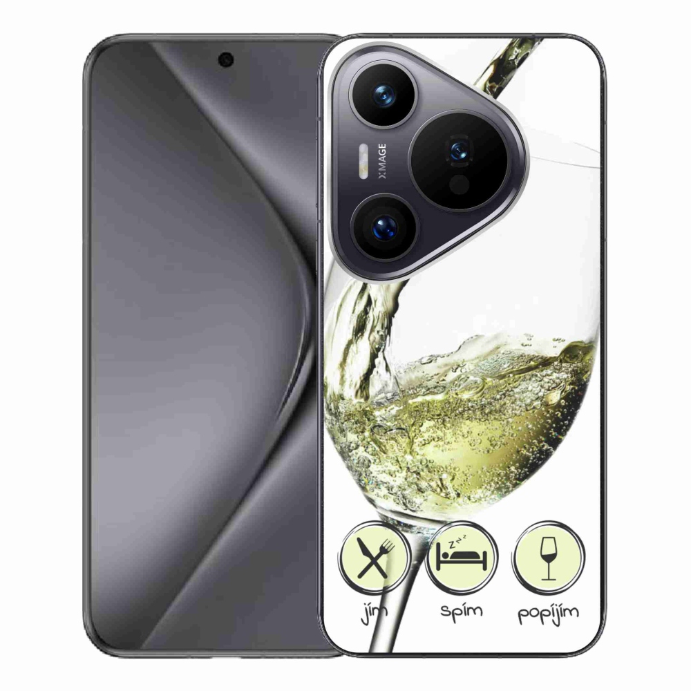 Gelový obal mmCase na Huawei Pura 70 Pro - sklenička vína bílé