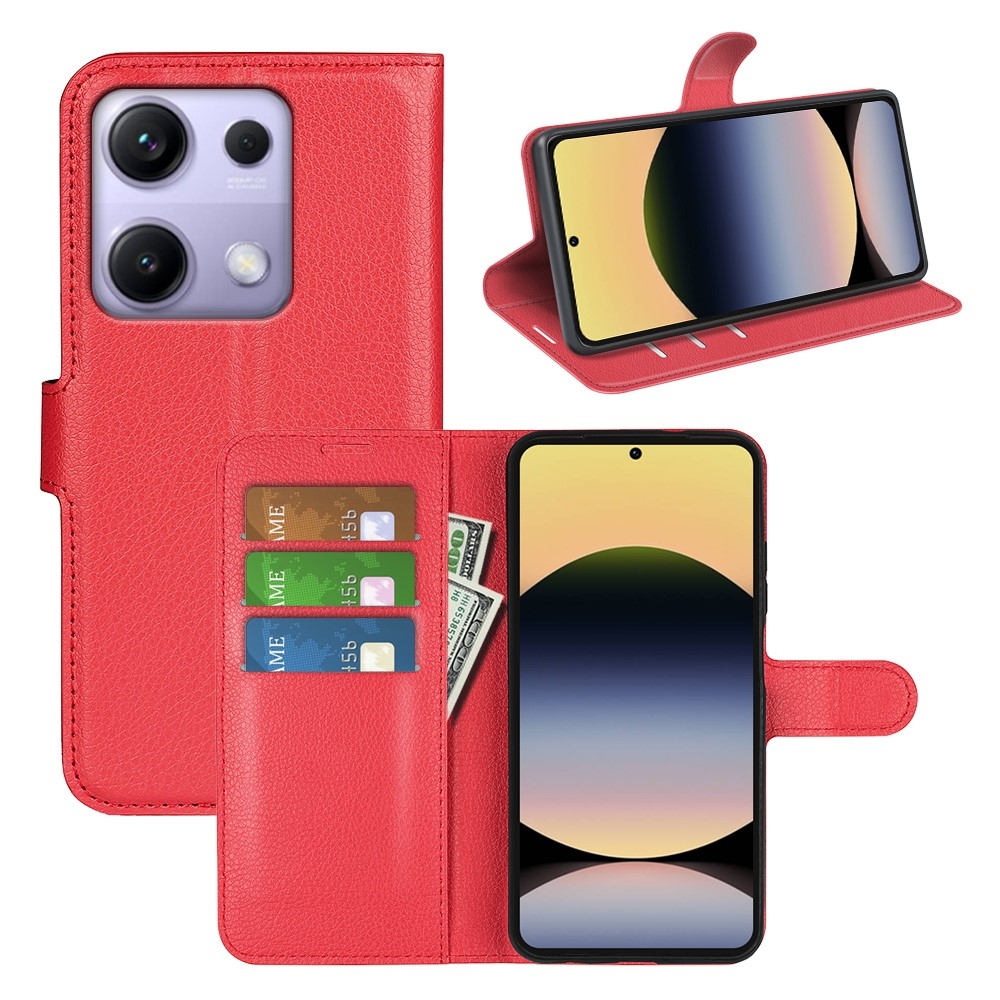 Litchi knížkové pouzdro na Xiaomi Redmi Note 14S - červené