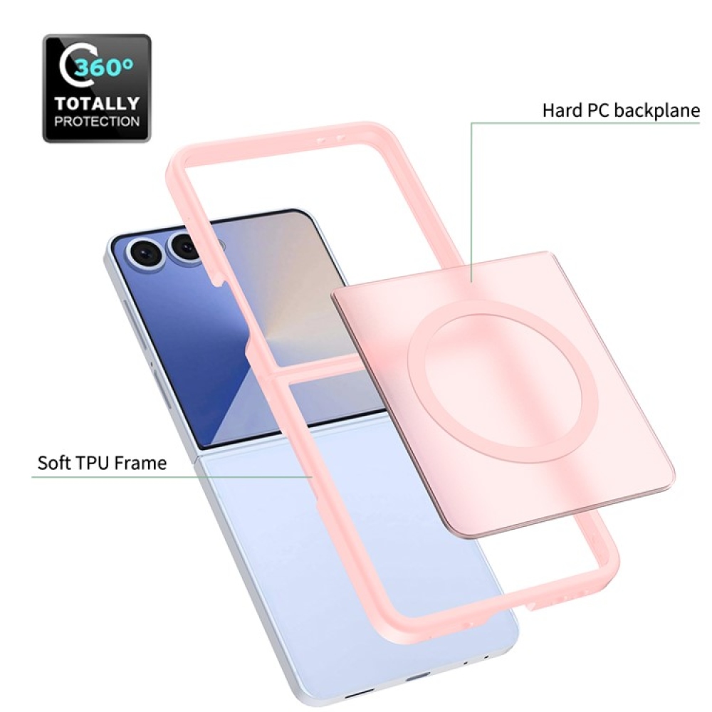 Skin gelový obal s pevnými zády a podporou MagSafe na Samsung Galaxy Z Flip7 5G - růžový