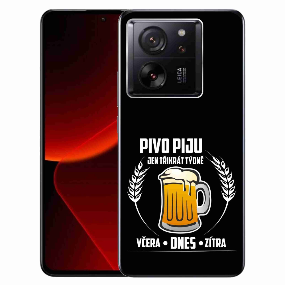 Gelový kryt mmCase na Xiaomi 13T/13T Pro - pivní motiv černé pozadí