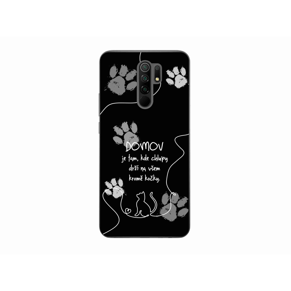 Gelový kryt mmCase na Xiaomi Redmi 9 - kočičí motiv černé pozadí