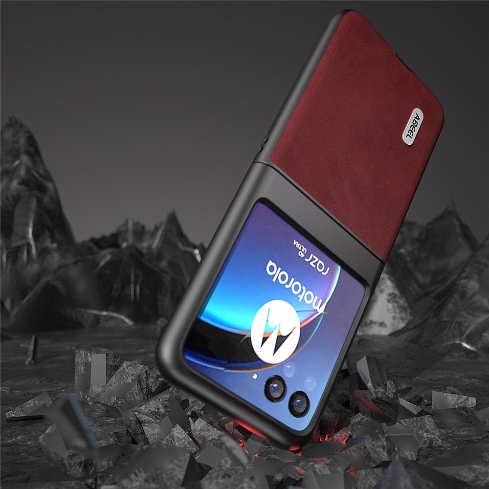 ABEEL plastový obal s pevnými zády na Motorola Razr 40 Ultra 5G - červený