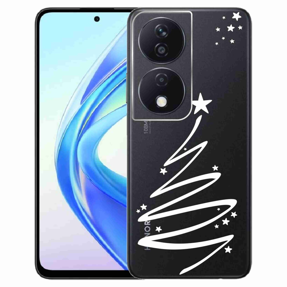Gelový kryt mmCase na Honor X7b/Honor 90 Smart - bílý stromeček na průhledném pozadí