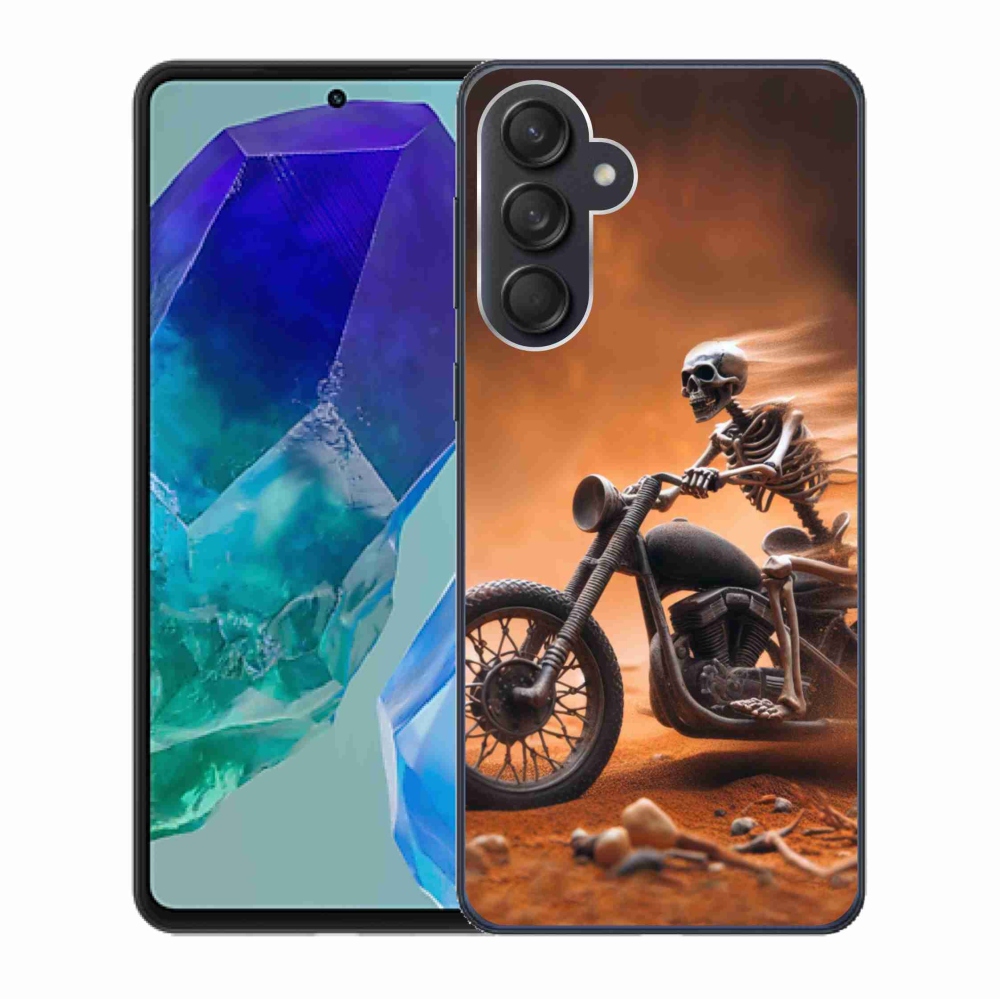 Gelový kryt mmCase na Samsung Galaxy M55 5G - kostra na motorce
