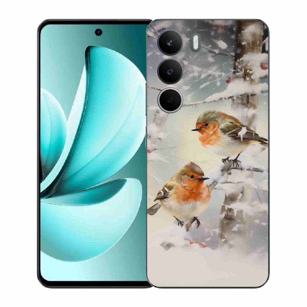 Gelový kryt mmCase na Realme C71 - ptáčci v zimě