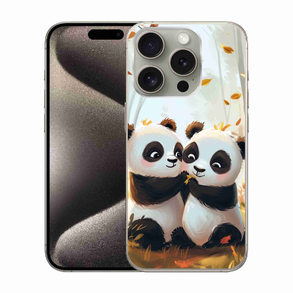 Gelový kryt mmCase na iPhone 15 Pro - pandy