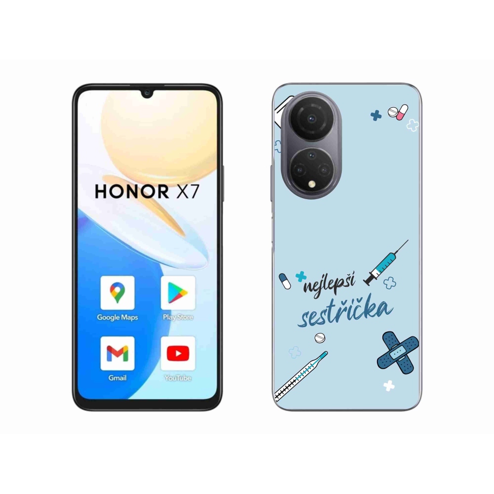 Gelový kryt mmCase na Honor X7 - nejlepší sestřička modré pozadí