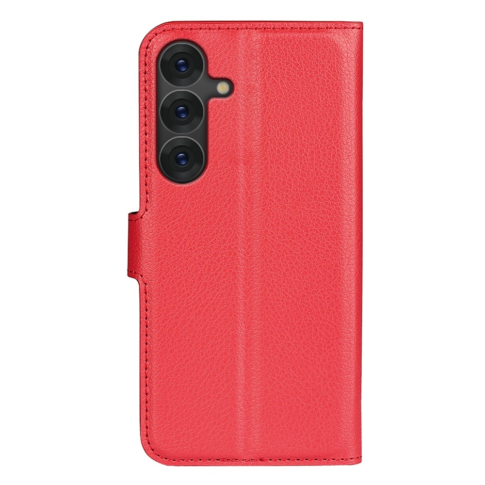 Litchi knížkové pouzdro na Samsung Galaxy S25 - červené