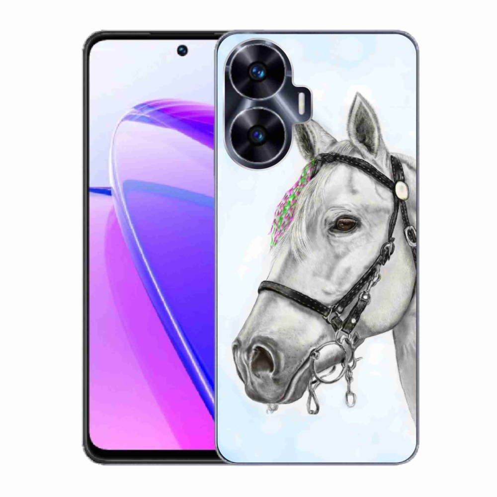 Gelový kryt mmCase na Realme C55 - bílý kůň 1