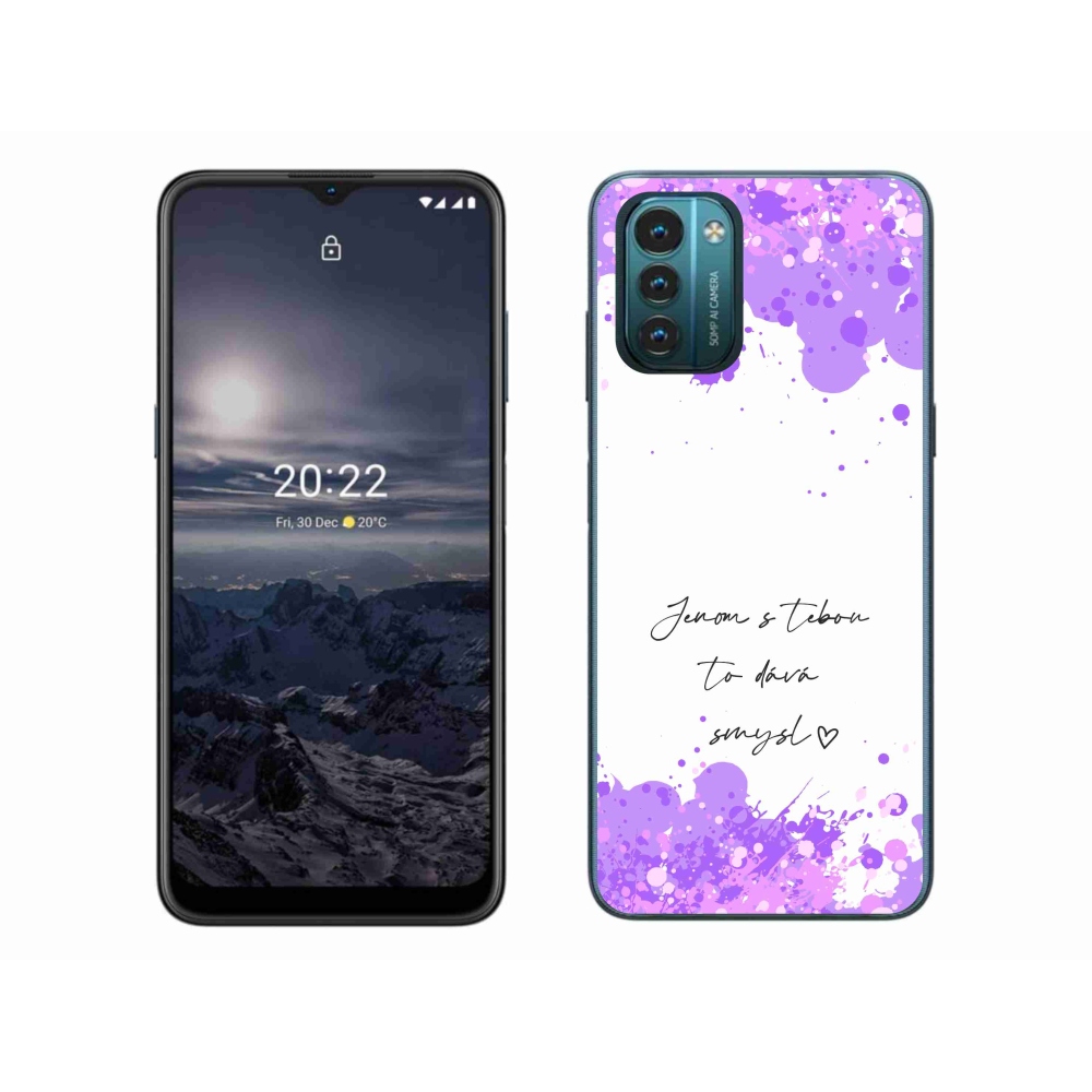 Gelový kryt mmCase na Nokia G11/G21 - zamilovaný text bílé pozadí