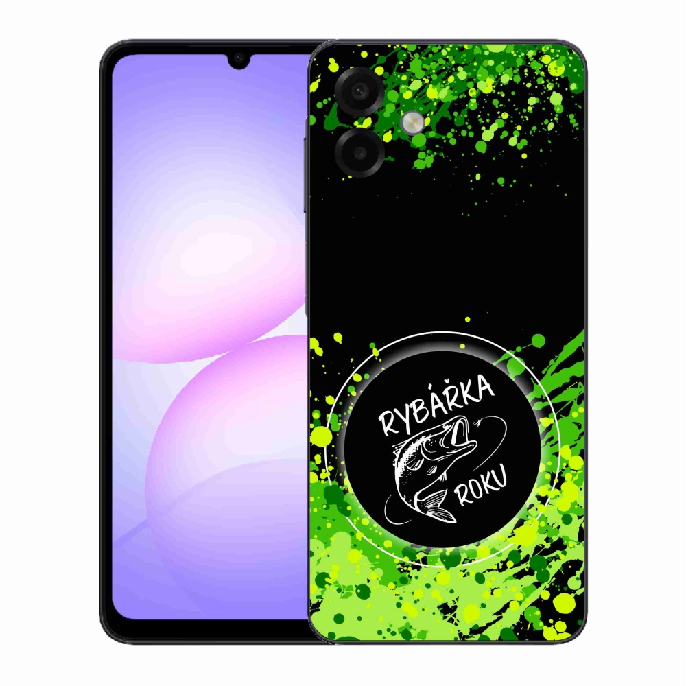 Gelový kryt mmCase na Samsung Galaxy A07 4G - rybářka roku černé pozadí
