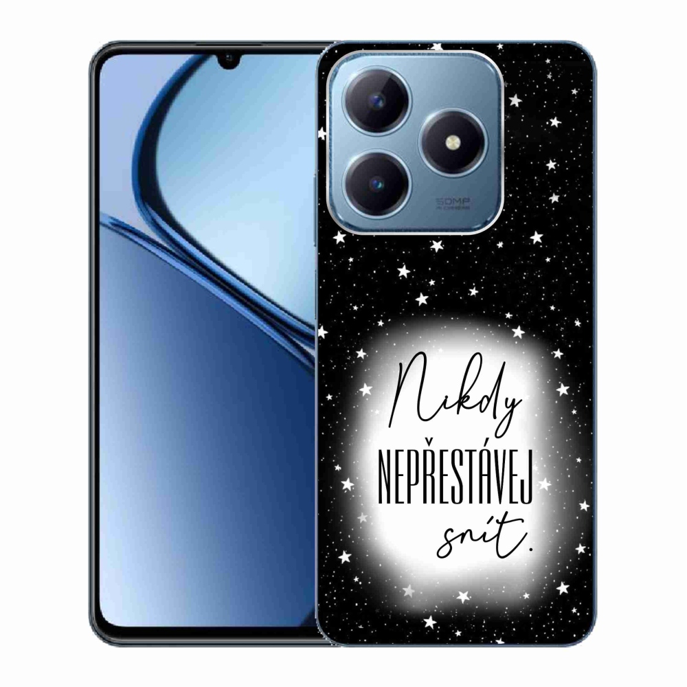 Gelový kryt mmCase na Realme C63 - citát 1 bíločerné pozadí