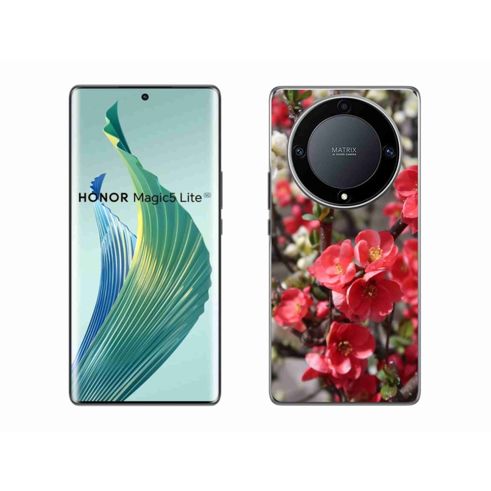 Gelový kryt mmCase na Honor Magic 5 Lite 5G - červené květy