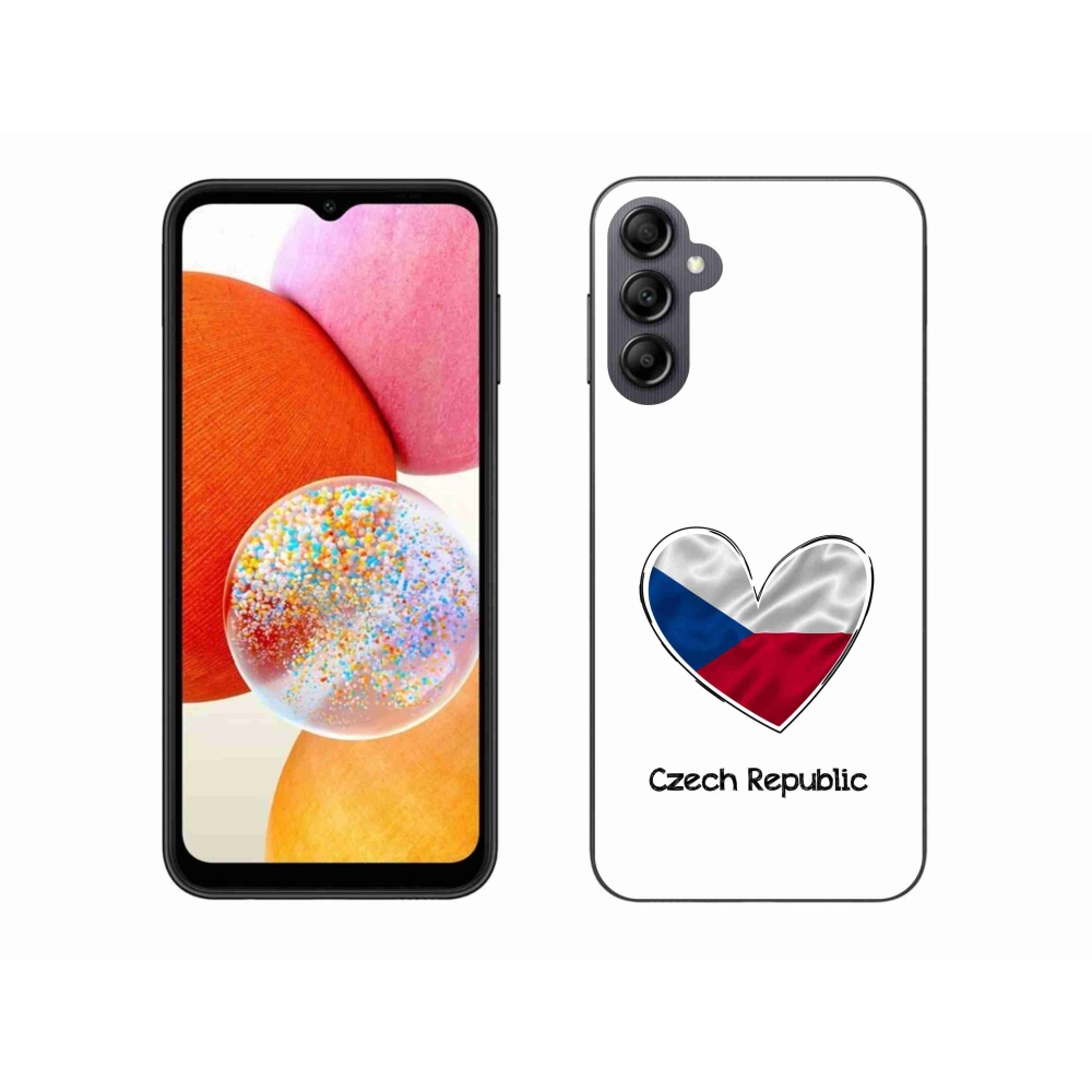 Gelový kryt mmCase na Samsung Galaxy A14 4G/5G - vlajka srdce bílé pozadí