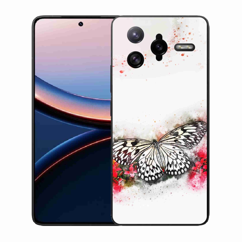 Gelový kryt mmCase na Xiaomi Poco F7 Ultra - černobílý motýl