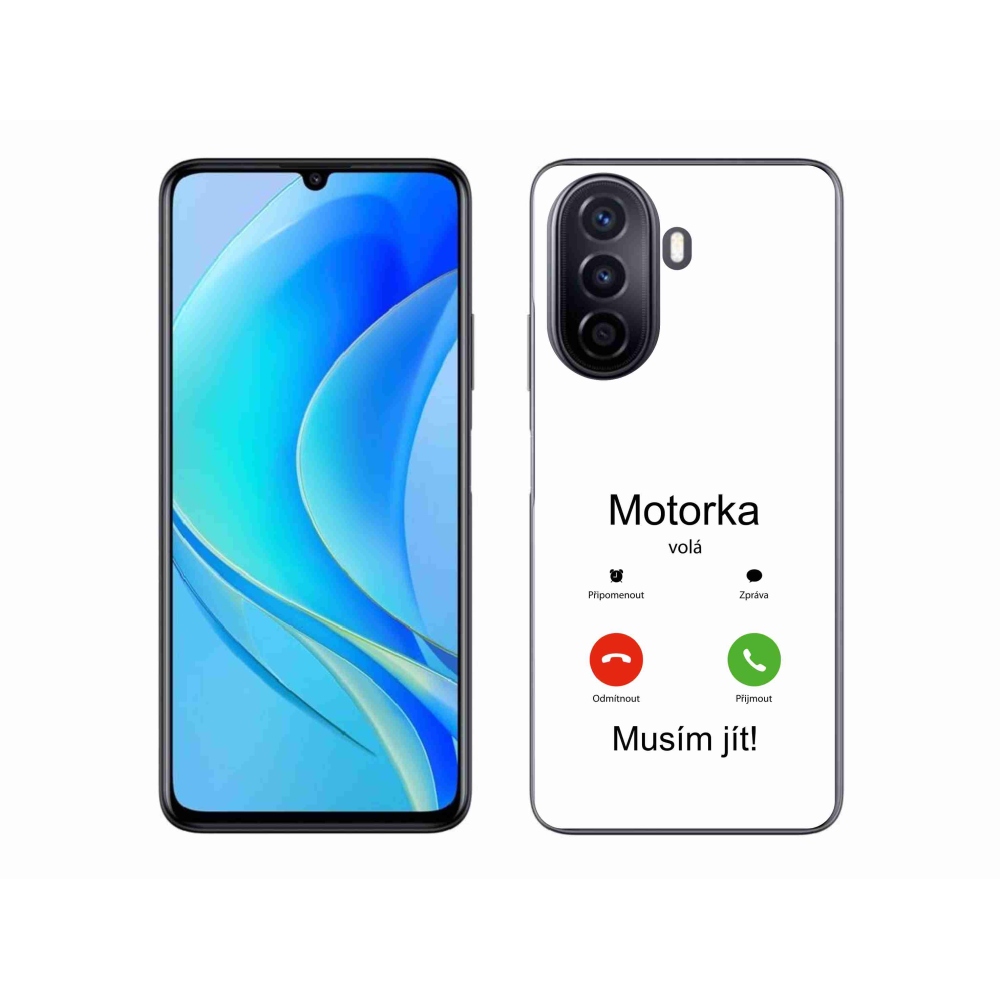 Gelový kryt mmCase na Huawei Nova Y70 - motorka volá bílé pozadí