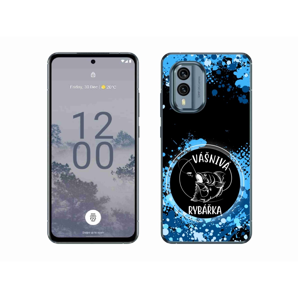 Gelový kryt mmCase na Nokia X30 5G - vášnivá rybářka černé pozadí