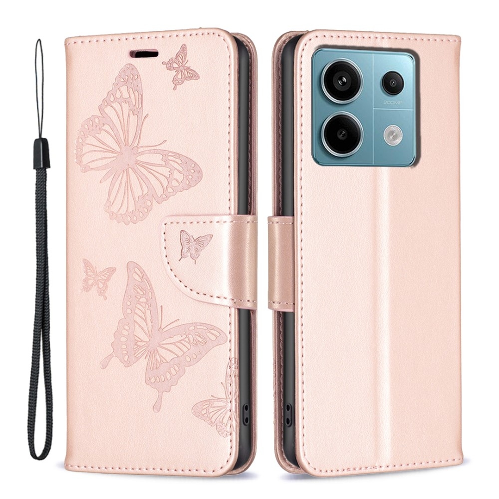 Butterfly knížkové pouzdro na Xiaomi Redmi Note 13 Pro 5G/Poco X6 5G - růžovozlaté