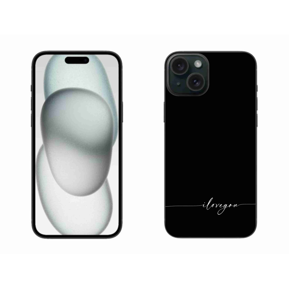 Gelový kryt mmCase na iPhone 15 Plus - I love you černé pozadí