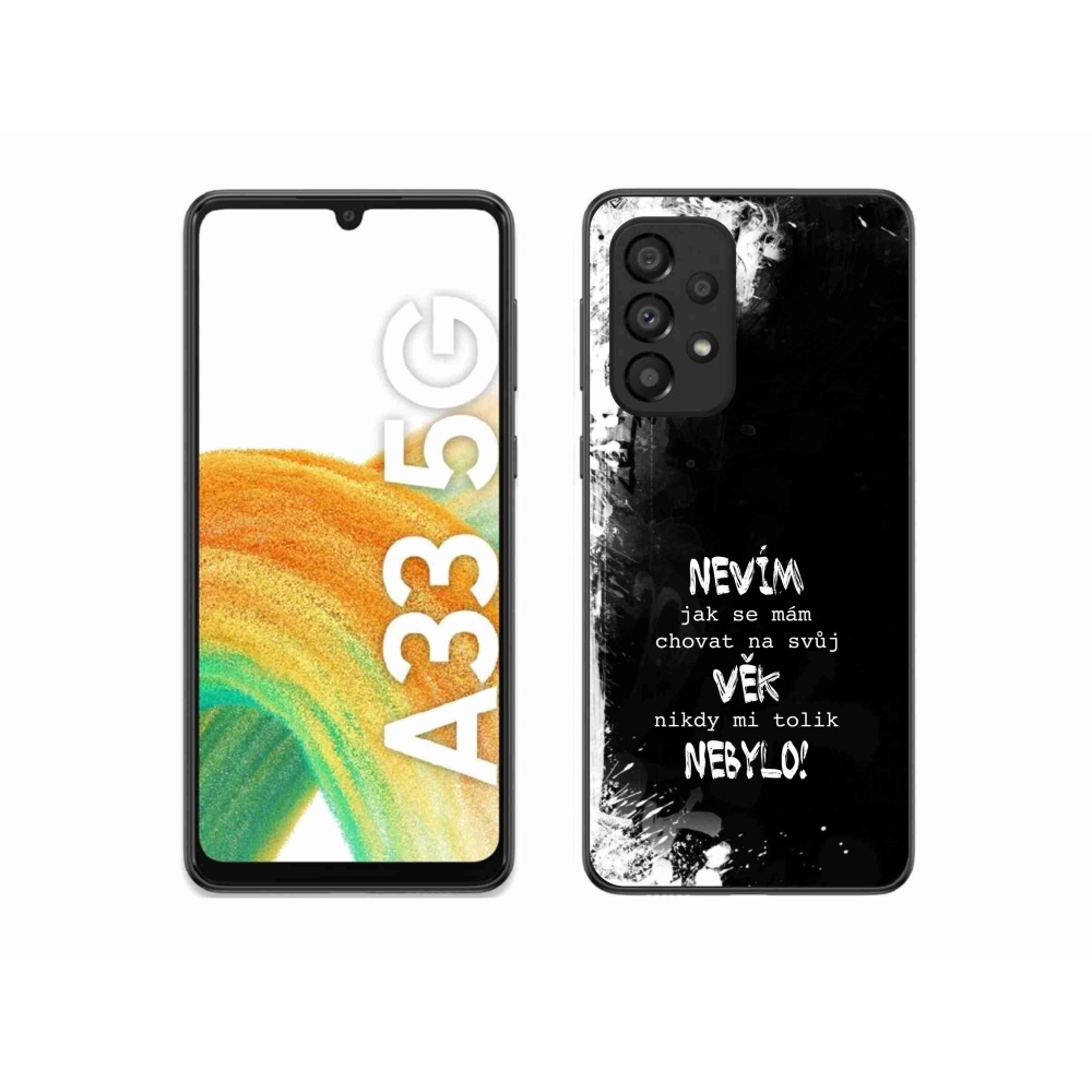 Gelový kryt mmCase na Samsung Galaxy A33 5G - vtipný text 14 černé pozadí