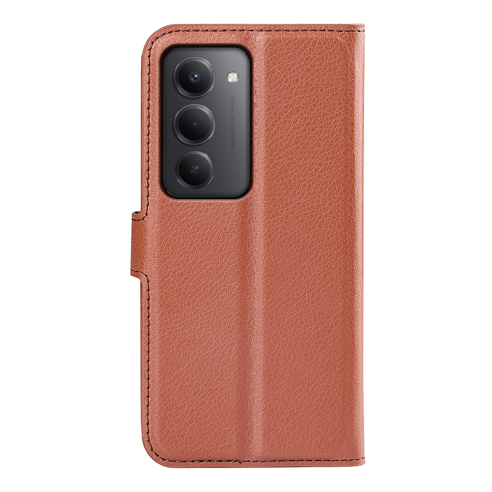 Litchi knížkové pouzdro na Xiaomi Redmi 15 4G/5G (171mm) - hnědé