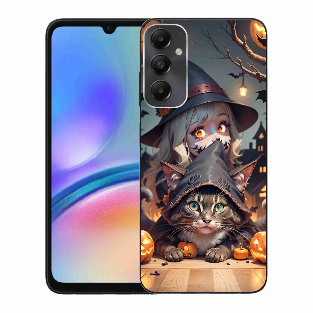 Gelový kryt mmCase na Samsung Galaxy A05s - čarodějnice s kočkou