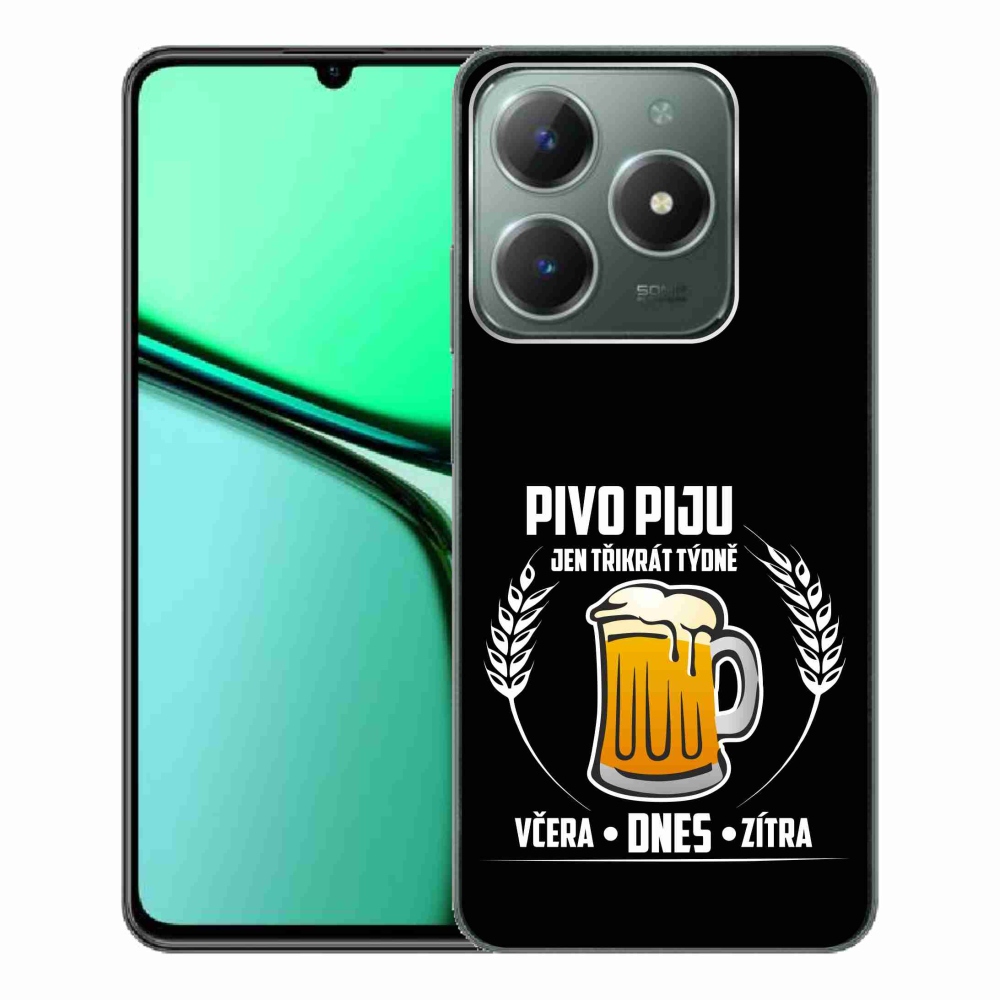 Gelový kryt mmCase na Realme C61 - pivní motiv černé pozadí