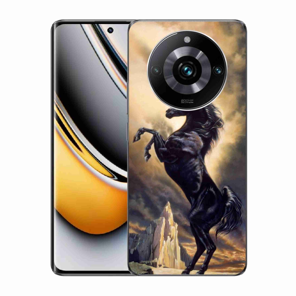 Gelový kryt mmCase na Realme 11 Pro/11 Pro+ - černý kreslený kůň