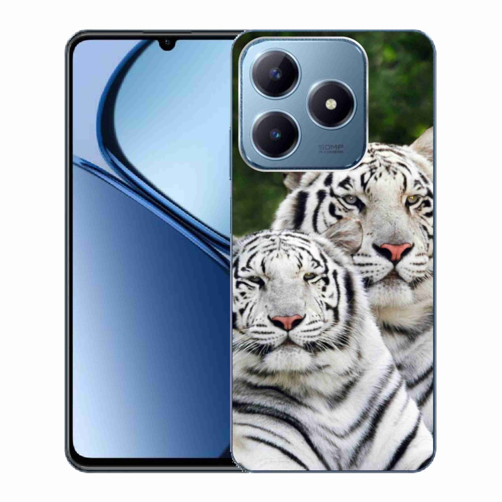 Gelový obal mmCase na Realme C63 - bílí tygři