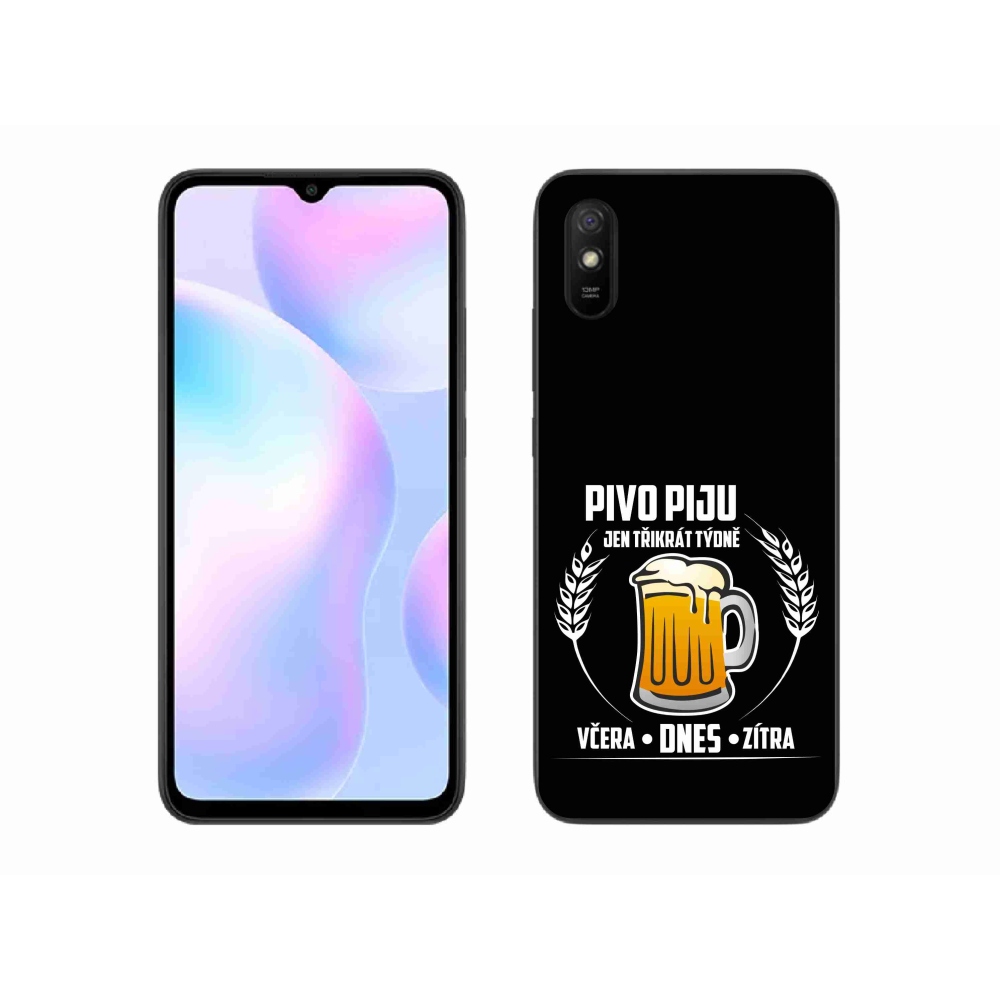 Gelový kryt mmCase na Xiaomi Redmi 9AT - pivní motiv černé pozadí