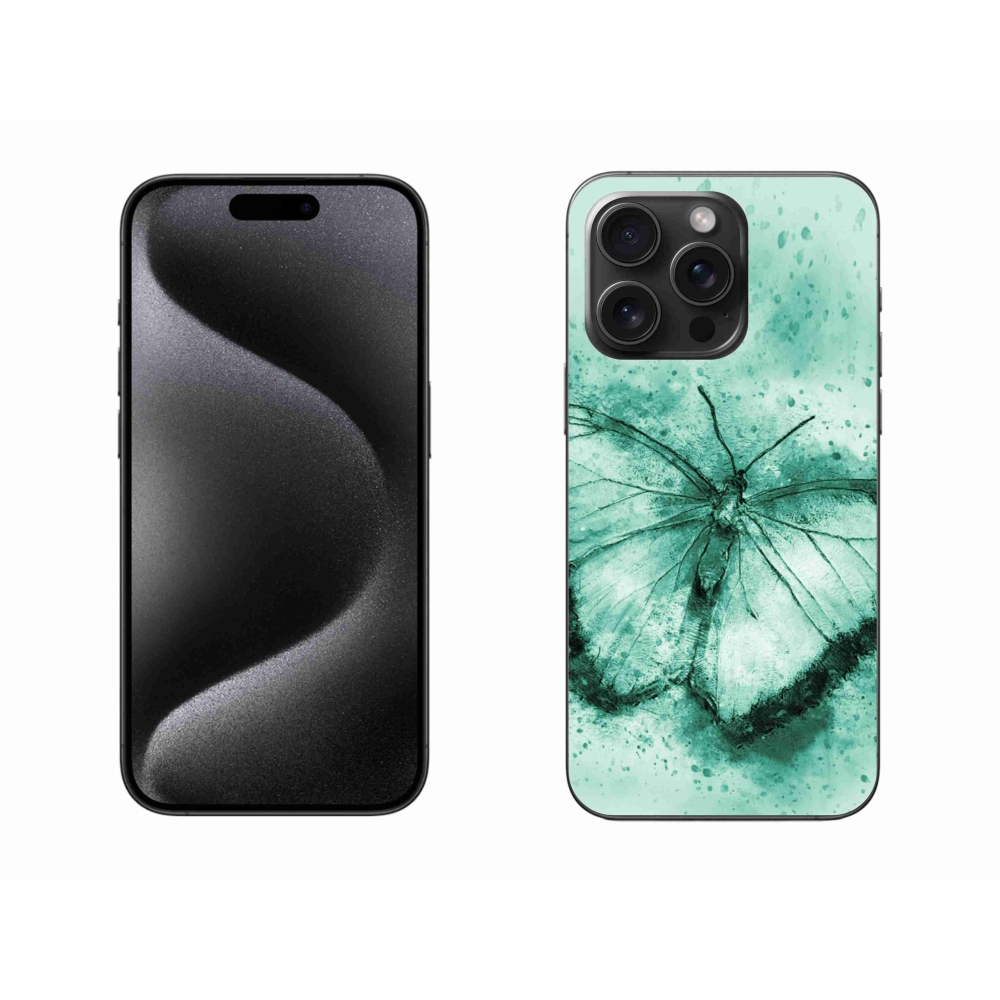 Gelový obal mmCase na iPhone 15 Pro Max - zelený motýl