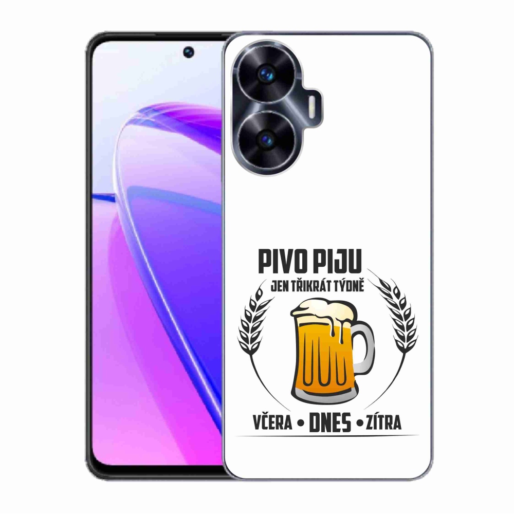 Gelový kryt mmCase na Realme C55 - pivní motiv bílé pozadí