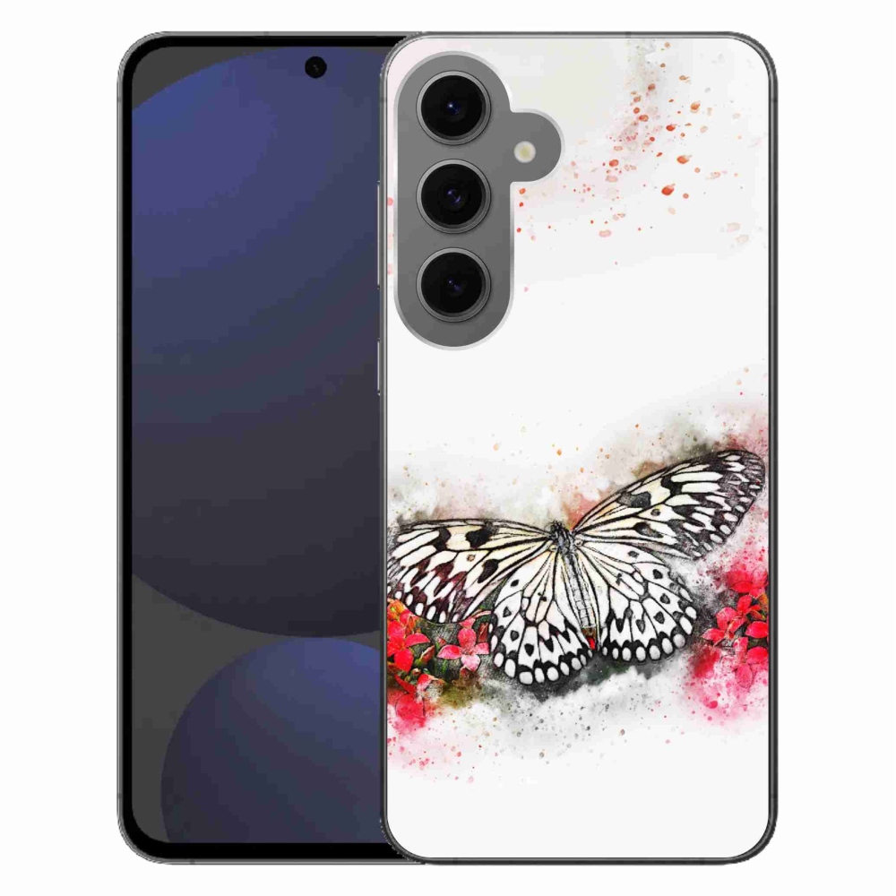 Gelový kryt mmCase na Samsung Galaxy S24 FE - černobílý motýl
