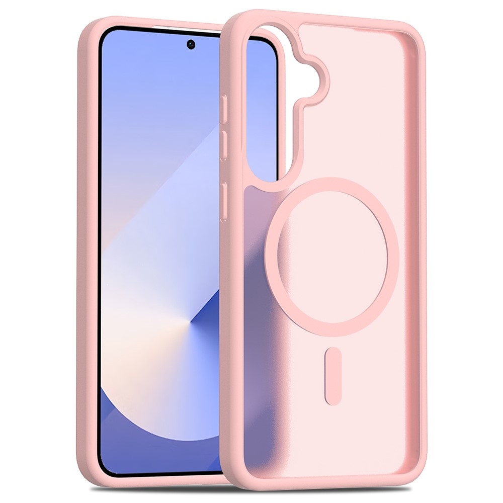 Skin gelový obal s pevnými zády a podporou MagSafe na Samsung Galaxy S25+ - růžový