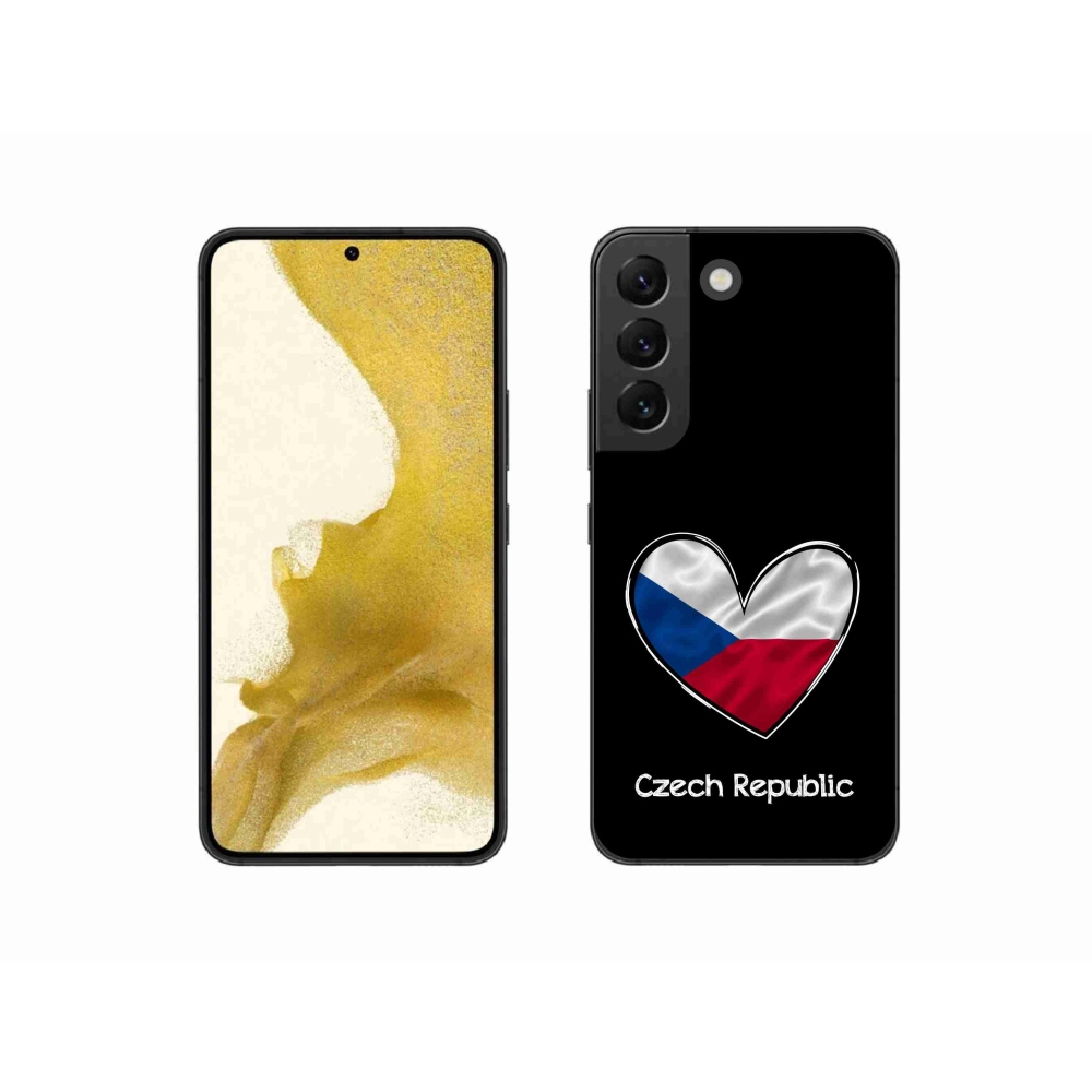 Gelový kryt mmCase na Samsung Galaxy S22 5G - vlajka srdce černé pozadí