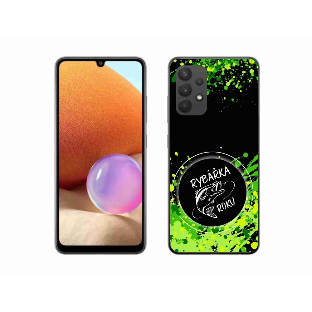 Gelový kryt mmCase na Samsung Galaxy A32 4G - rybářka roku černé pozadí
